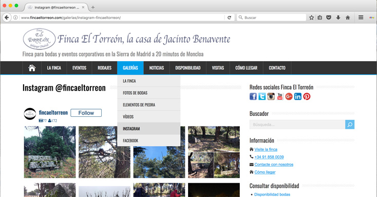 Redes Sociales @fincaeltorreon en galerías